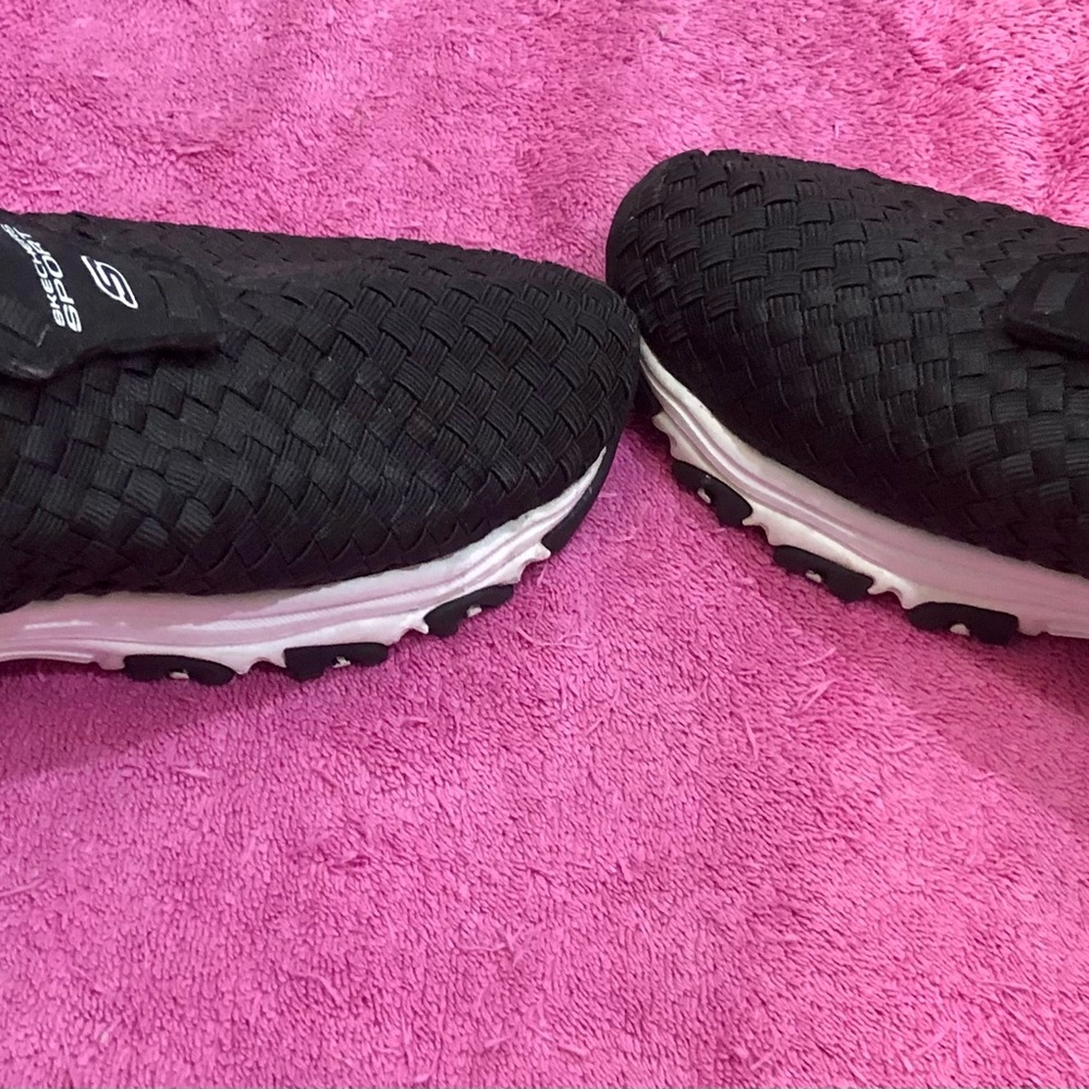 Skechers Sport Black Woven Slip-Ons